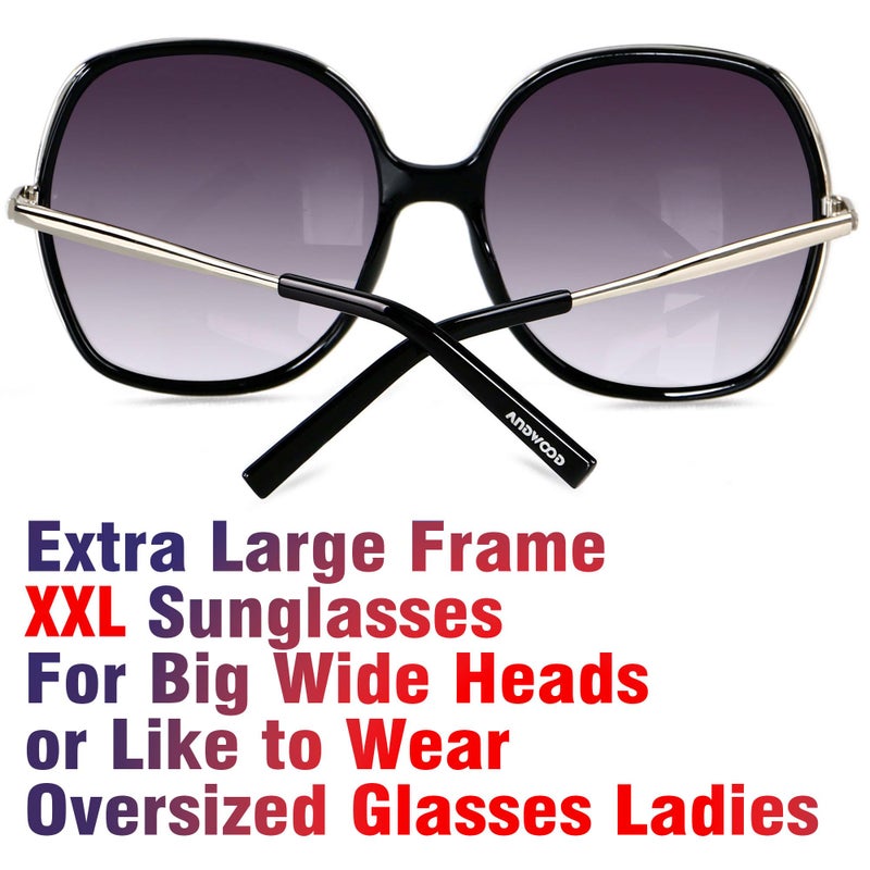 ANDWOOD Oversized Sunglasses for Women Big Large Square Wide Frame Shades Retro Trendy Fashion UV Protection Black Sun glasses - Image 2